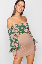 Boohoo Petite Bold Floral Balloon Sleeve Crop Top