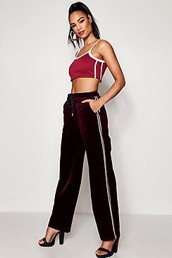 Boohoo Side Stripe Cord Wide Leg Trousers