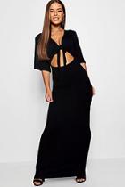 Boohoo Petite Lola Cut Front Kimono Maxi Dress