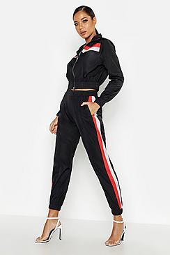 Boohoo Stripe Shell Tracksuit Jogger