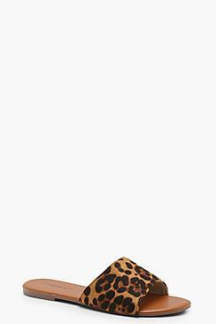 Boohoo Jessica Leopard Slider Sandals