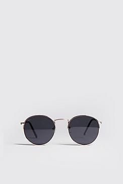 Boohoo Man Branded Round Sunglasses With Case