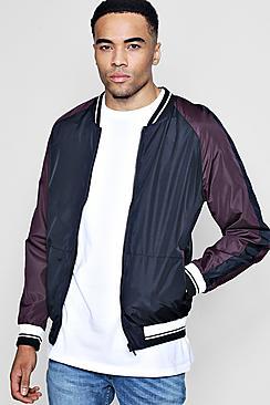 Boohoo Sports Rib Contrast Raglan Bomber