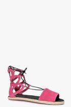 Boohoo Boutique Ivy Ghillie Peeptoe Suede Espadrille Cerise