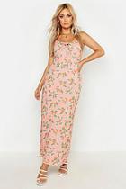 Boohoo Plus Fruit Print Tie Detail Maxi Dress