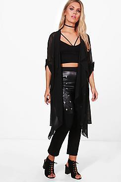Boohoo Plus Isabelle Waterfall Chiffon Duster