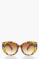 Boohoo Amy Tortoiseshell Rounded Cat Eye Sunglasses