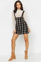 Boohoo Brushed Knit Checked Pinafore Dress