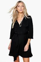 Boohoo Sara Angel Sleeve Belted Dress