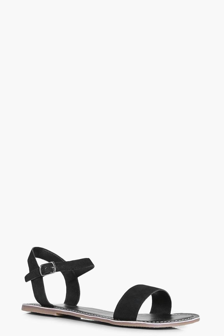 Boohoo Katie Suede Two Part Sandal Black