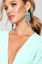 Boohoo Statement Gemstone Waterfall Earrings