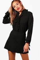 Boohoo Lucy Tailored Pleat Hem Skater Skirt
