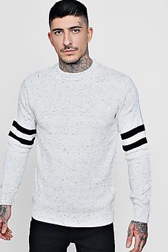 Boohoo Arm Stripe Nep Yarn Knitted Jumper