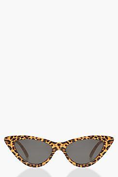 Boohoo Leopard Skinny Cat Eye Sunglasses