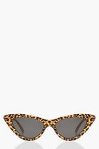 Boohoo Leopard Skinny Cat Eye Sunglasses