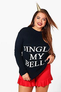 Boohoo Plus Eva Jingle My Bells Christmas Jumper