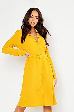 Boohoo Self Belt Shirt Dress