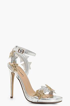 Boohoo Freya Mixed Glitter Star 2 Part Heels