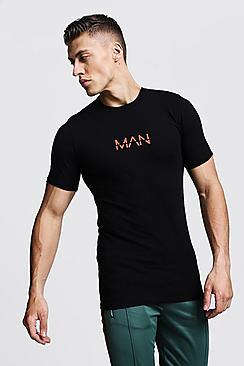Boohoo Muscle Fit Orange Original Man Print T-shirt