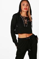 Boohoo Sarah Cropped Lace Up Lounge Top