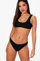 Boohoo Malaga Textured Low Cut Crop Bikini