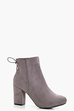 Boohoo Molly Lace Up Back Heel Shoe Boots