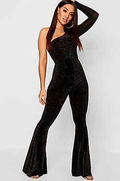 Boohoo Glitter Flared Trouser