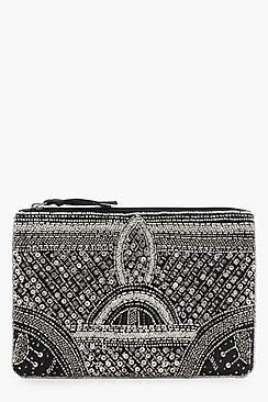Boohoo Rebecca Deco Beaded Clutch Bag