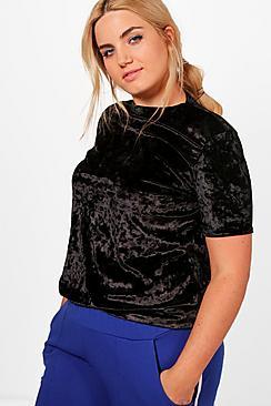 Boohoo Plus Runa Crushed Velvet T-shirt