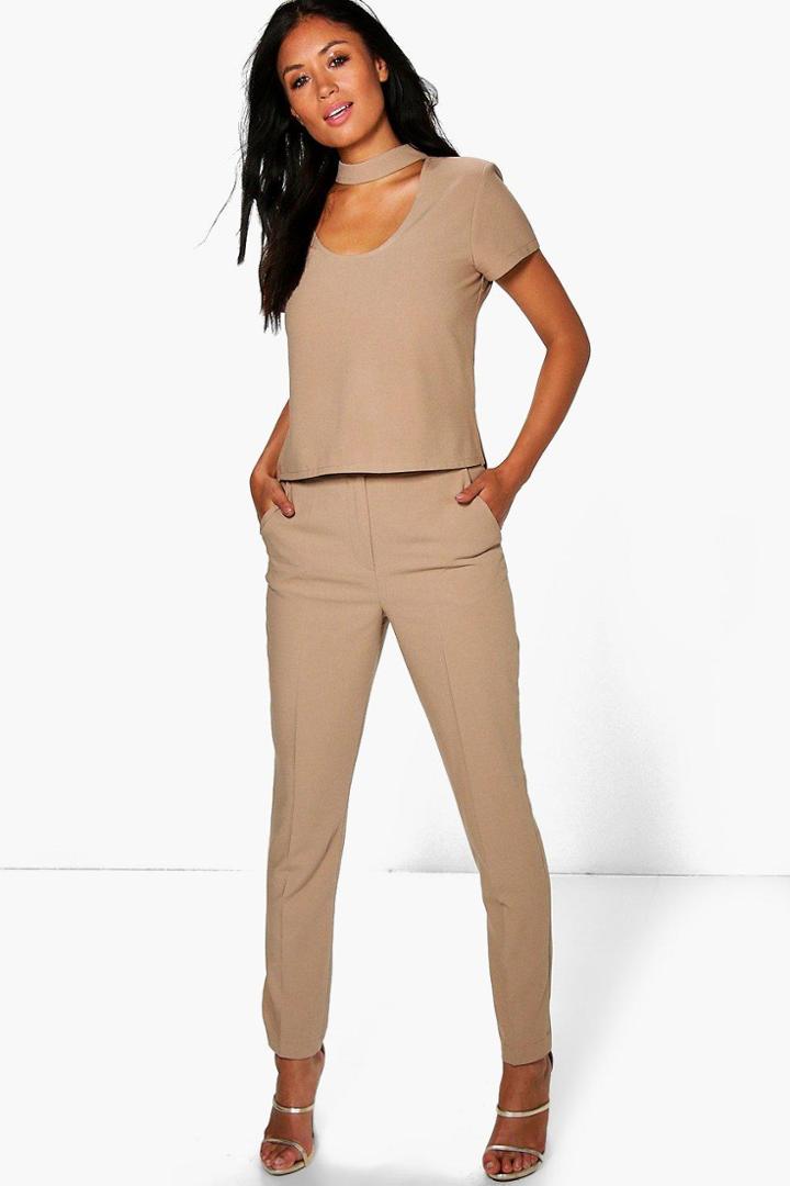 Boohoo Brooke Skinny Trousers Mocha