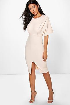 Boohoo Cally Crepe Front Split Detail Pencil Dress