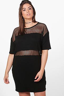 Boohoo Plus Kelis Mesh Insert T-shirt Dress