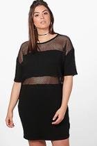 Boohoo Plus Kelis Mesh Insert T-shirt Dress