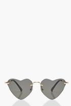 Boohoo Heart Shaped Sunglasses With Pouch