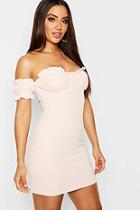 Boohoo Off The Shoulder Frill Detail Bodycon Dress