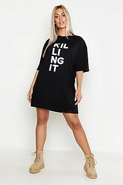 Boohoo Plus Killing It Oversized T-shirt Dress