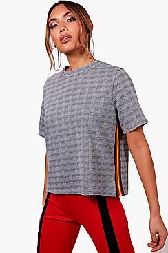Boohoo Effy Check Sports Stripe T-shirt