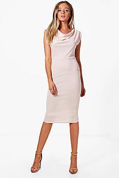 Boohoo Cowl Neck Midi Dress