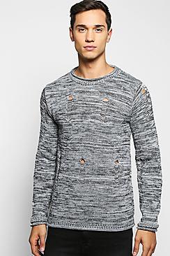 Boohoo Bagel Neck Distressed Space Knit Jumper