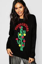 Boohoo Christmas Jacquard Jumper With Pom Poms