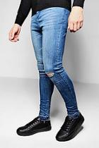 Boohoo Spray On Skinny Raw Cuff Blue Jeans