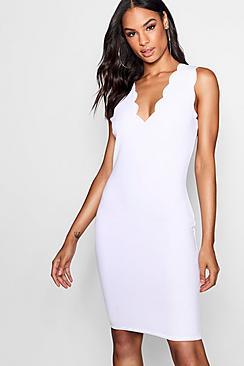 Boohoo Tall Keira Scallop Edge Bodycon Dress