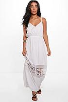 Boohoo Sally V Neck Crochet Trim Maxi Dress