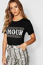 Boohoo Amour Snake Slogan Tee