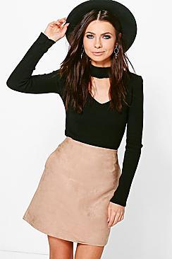 Boohoo Ella Pocket Side Suedette Mini Skirt