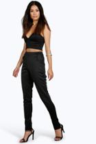 Boohoo Carmilla Scuba Skinny Pocket Trousers Black