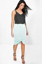 Boohoo Delliah Knot Hem Slinky Midi Skirt