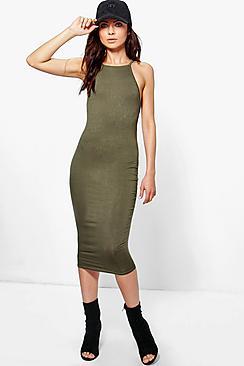 Boohoo Chiara Basic Halterneck Midi Dress