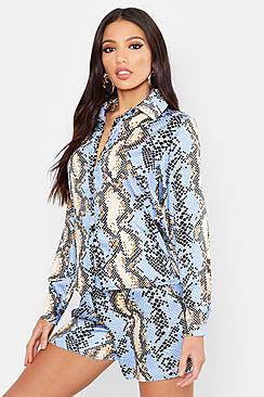 Boohoo Satin Snake Button Through Blouse