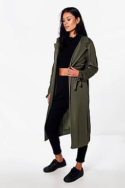 Boohoo Amelie Tie Cuff Longline Duster